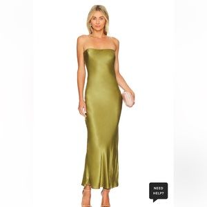 SNDYS Angel strapless midi dress in Olive